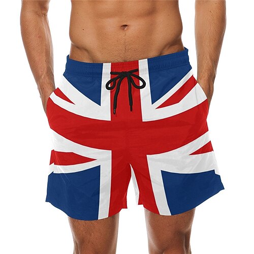 

Herre Surf shorts Badeshorts Snørelukning med mesh-for Elastisk Talje Grafiske tryk Nationalflag Hurtigtørrende Korte Afslappet Daglig Ferie Hawaiiansk Boheme Rød Mikroelastisk