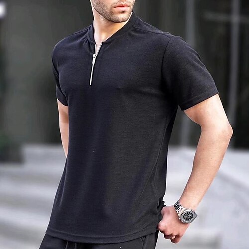

Per uomo POLO Camicia da golf Golf Informale Per eventi Chiusura lampo quarto Manica corta Di tendenza Essenziale Liscio Chiusura lampo quarto Estate Standard Nero Bianco Vino Azzurro cielo Verde Blu