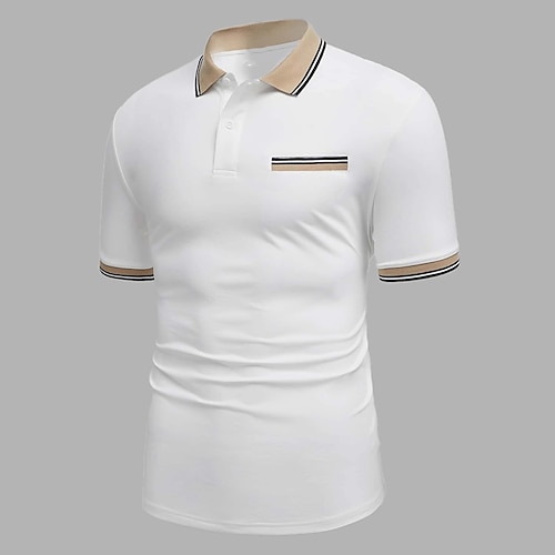 

Per uomo POLO Camicia da golf Golf Informale Per eventi Collo a polo a costine Classico Manica corta Di tendenza Essenziale Color Block Pulsante Estate Standard Bianco POLO