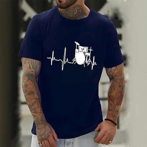 

Herre T-shirt Grafiske T-shirts Cool skjorte Grafiske tryk Musikinstrumenter Hobby Rund hals Varm Stempling Gade Ferierejse Kort Ærme Trykt mønster Tøj 32S Designer Basale Moderne Moderne