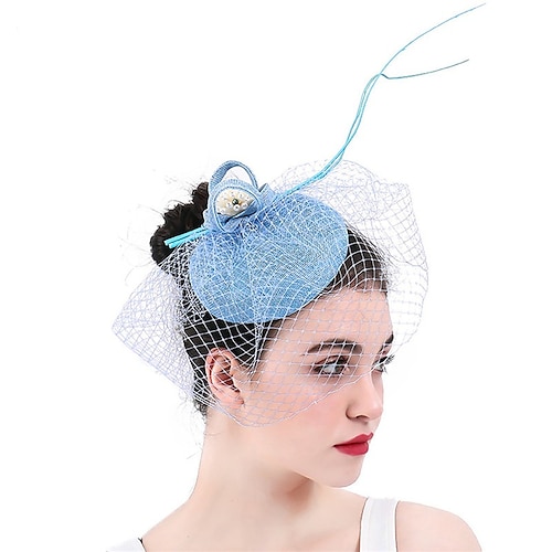 

fascinators Falsk Lin Kentucky Derby Kirke Elegant Britisk Med Fjær Imiterte Perler Hodeplagg Hodeplagg