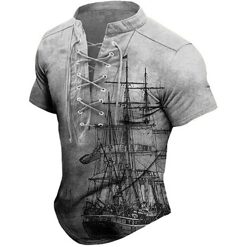 

Per uomo maglietta Magliette Pop art Nave Colletto Abbigliamento Stampa 3D Informale Giornaliero Manica corta Lacci Stampa Vintage Di tendenza