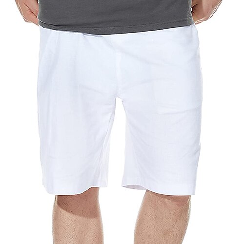 

Homme Short Short en lin Short d'été Short de plage Cordon Taille elastique Plein Confort Respirable Extérieur du quotidien Sortie Mélange de Lin Coton Mode Vêtement de rue Noir Blanche