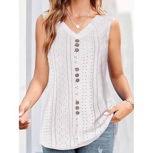 

Damen Tank Top Weiß Rosa Glatt Taste Ärmellos Casual Basic V Ausschnitt Standard S
