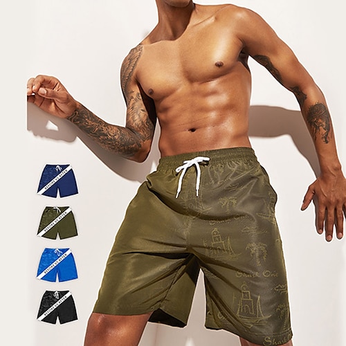 

Herre Surf shorts Badeshorts Shorts med mesh-for Vandreaktiv Grafiske tryk Komfort Åndbart Ferie I-byen-tøj Hawaiiansk Boheme Sort Blå