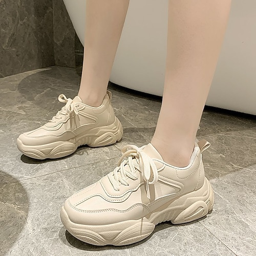 

Per donna Mocassini Scarpe comfort Giornaliero Piatto Punta tonda Collegiale Footing Di pelle Con lacci intrecciali Tinta unica Bianco Beige