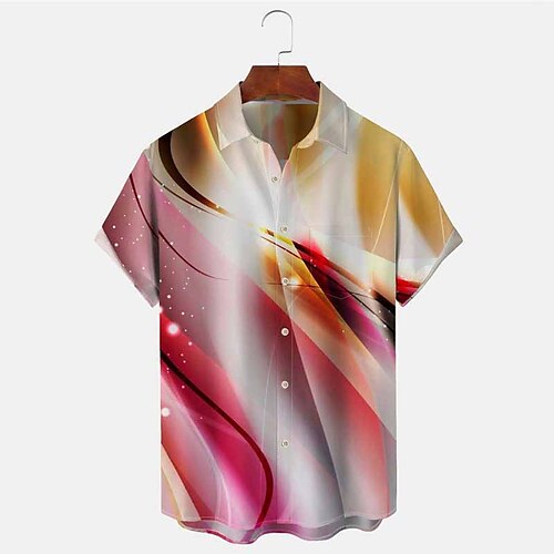 

Herren Hemd Hawaiihemd Sommerhemd Farbverlauf Grafik-Drucke Umlegekragen Rote Outdoor Strasse Kurze Ärmel Button-Down Bedruckt Bekleidung Tropisch Modisch Hawaiianisch Designer