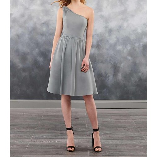 

Linea-A Vestito da damigella cinghie / Monospalla Senza maniche Schiena scoperta Al ginocchio Chiffon / Shantung / Seta imitata con A pieghe / Con balze / Drappeggio 2022