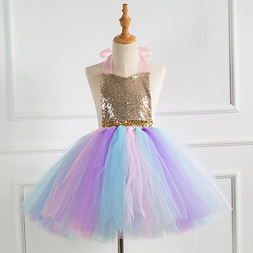 

Vente chaude transfrontalière de vêtements pour enfants paillettes arc-en-ciel robe de filles avec robe bustier robe jupe de princesse pour enfants