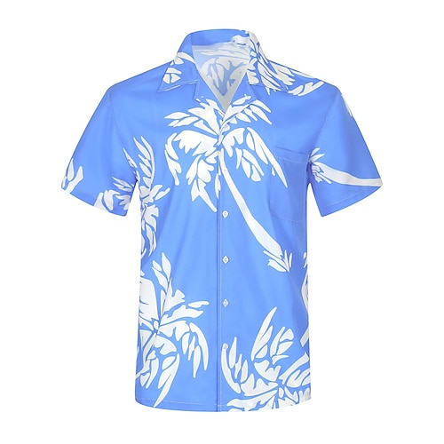 

Hombre Camisa camisa hawaiana Árbol de coco Estampados Collar Cubano Azul Piscina Casual Festivos Manga Corta Abotonar Estampado Ropa Deportes Moda Ropa de calle Design