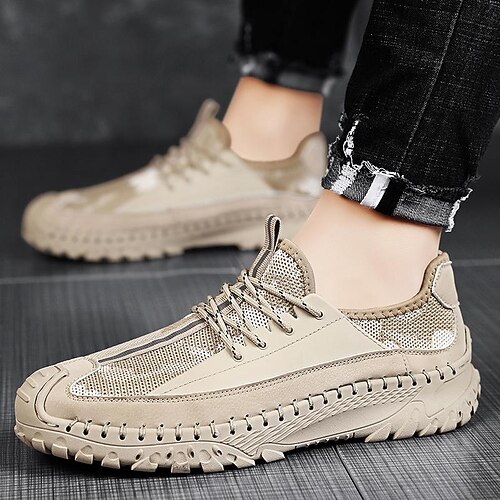 

Hombre Zapatillas de deporte Mirada deportiva Exterior Diario Microfibra blanquecino Negro Gris Verano