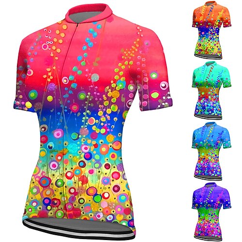 

21Grams Mulheres Camisa para Ciclismo Manga Curta Moto Blusas com 3 bolsos traseiros Ciclismo de Montanha Ciclismo de Estrada Respirável Pavio Humido Secagem Rápida Tiras Refletoras Violeta Vermelho