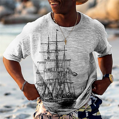 

Per uomo maglietta Maglietta Waffle Nave Stampe astratte Girocollo Abbigliamento Stampa 3D Esterno Giornaliero Maniche corte Stampa Originale Informale Comodo