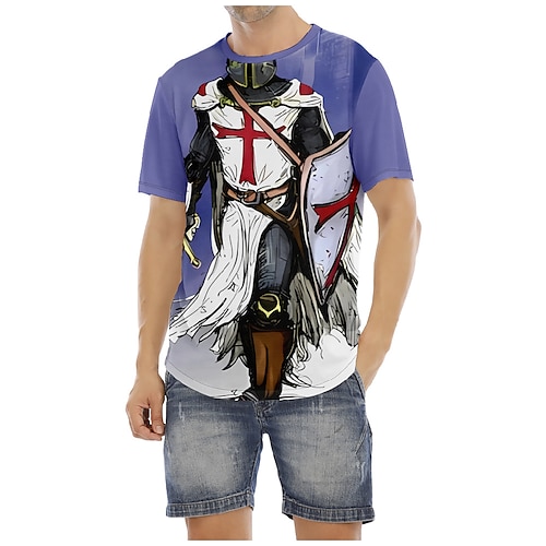 

Den siste templar korsfarer Tempelridder Korsfarer T-skjorte Tegneserie Manga Animé Graphic T-Trøye Til Herre Dame Unisex Voksne 3D-utskrift 100% Polyester Fritid / hverdag