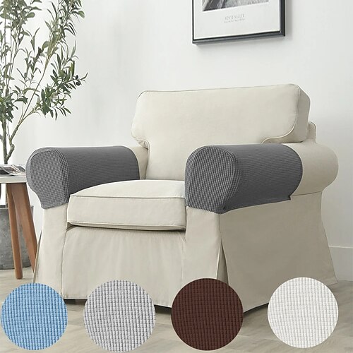 

Funda para reposabrazos de sofá jacquard de 2 uds para sala de estar, protector de brazo de asiento de color sólido elástico, fundas para sillón, funda de sofá extraíble