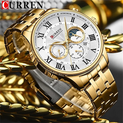 

Curren, nuevos relojes de cuarzo informales a la moda para hombre, cronógrafo deportivo, relojes de pulsera de acero inoxidable para hombre 8427