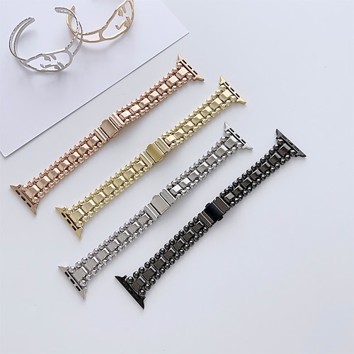 

Jewelry Bracelet Compatible with Apple Watch band 38mm 40mm 41mm 42mm 44mm 45mm 49mm Metal Clasp Luxury Women Men Stainless Steel Strap Replacement Wristband for iwatch Series Ultra 8 7 6 5 4 3 2 1 SE