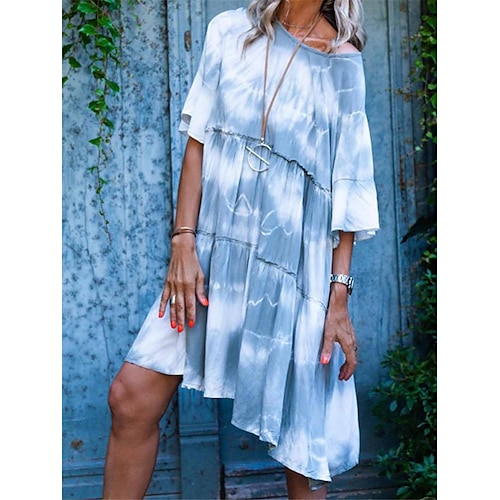 

Per donna Vestito casual Abito estivo Abito stampato Colorato a macchie Increspato Stampa Girocollo Vestito longuette Attivo Di tendenza Esterno Giornaliero Manica corta Morbido Bianco Rosso Blu