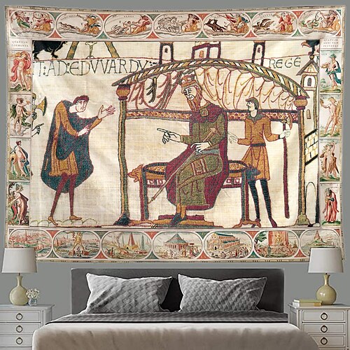 

arazzo da parete medievale bayeux art decor coperta tenda appesa a casa camera da letto soggiorno decorazione