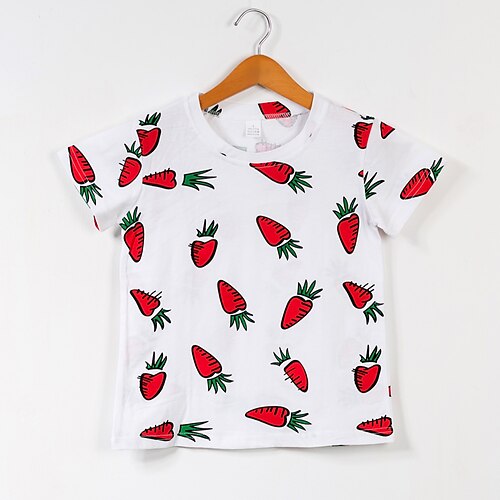 

Baby Pige T-shirt Tegneserie udendørs Kortærmet Crewneck Aktiv 3-7 år Sommer Flerfarvet Hvid Elfenben