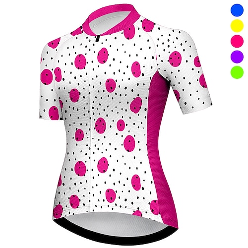 

21Grams Women's Cycling Jersey Short Sleeve Bike Top with 3 Rear Pockets Mountain Bike MTB Road Bike Cycling Breathable Moisture Wicking Quick Dry Reflective Strips Pink Red Blue Polka Dot Sports