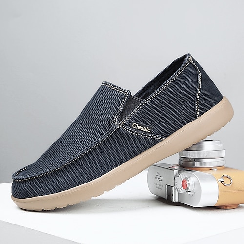 

Herre Treningssko En pedal Espadriller Lys soler Slip-on joggesko Fritid Britisk Preppy Daglig Kontor og karriere Sykling Gange Lerret Denim Pustende Blå Kakifarget Grå Sommer Vår