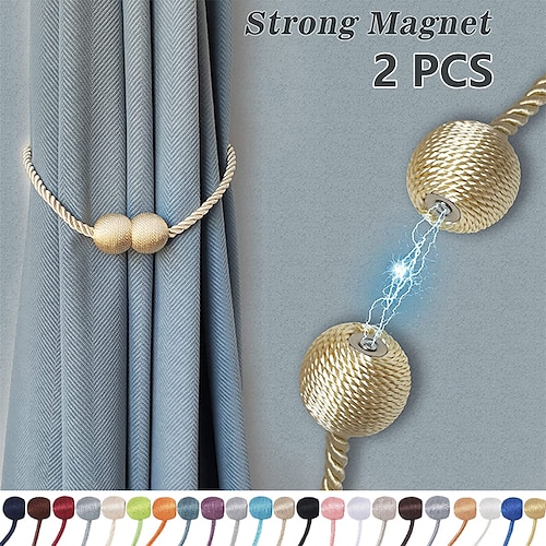 

Magnetic Curtain Tie Backs Window Gold Curtain Tiebacks Buckles Holdbacks Clip for Home Bedroom Office Decorative Curtain 2 PCS