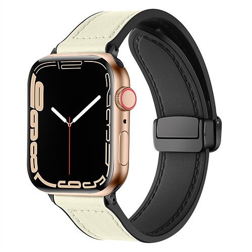 

Cinturino in pelle Compatibile con Cinturino dell'Apple Watch 38mm 40mm 41mm 42mm 44mm 45mm 49mm Chiusura magnetica Donne Uomini Vera pelle Cinturino di ricambio per iwatch Series Ultra 8 7 6 5 4 3 2