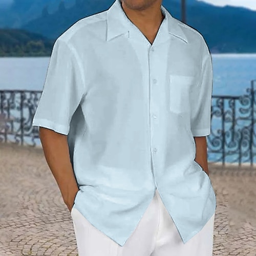 Per uomo Camicia Camicia Estiva Camicia casual Camicia da Spiaggia Camicia con Bottoni Nero Bianco Blu Verde Kaki Manica Corta Semplice Collo ripiegato Vacanza Streetwear Tasca Frontale Abbigliamento