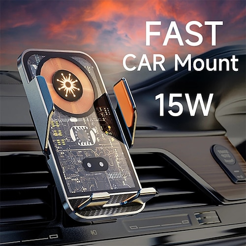

15w automatisk trådløs billader telefonholder auto bilfeste for iphone 14 13 12 samsung huawei xiaomi lg infrarød induksjon qi trådløs lading