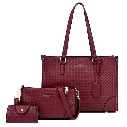 

Per donna Insieme della borsa pelle sintetica Giornaliero Cerniera Massima capacità Tinta unica Vinaccia Nero Beige