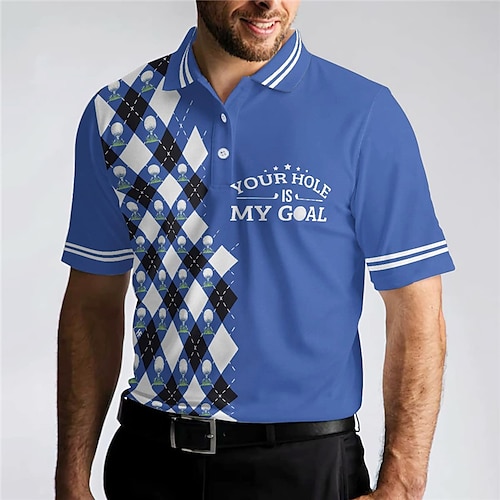 

Herre Button Up Poloer Revers polo POLO Trøje Golftrøje Bogstaver Grafiske tryk Argyle Aftæpning Blå udendørs Gade Kort Ærme Trykt mønster Tøj Sport Mode Gade Designer