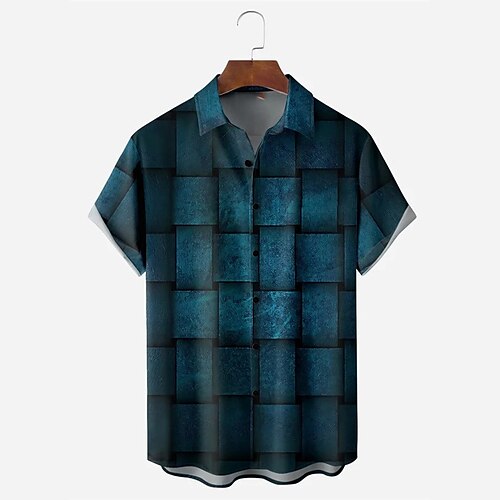 

Homme Chemise Chemise hawaïenne Cocotier Géométrie Col rabattu Bleu Extérieur Plein Air Manches courtes Imprimer Vêtement Tenue Mode Vêtement de rue Design Flexible