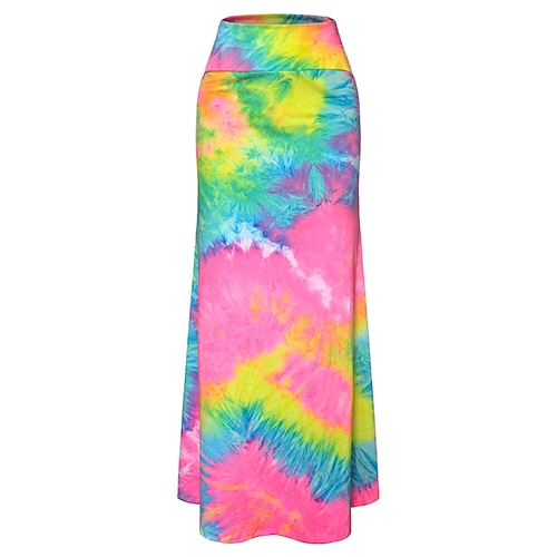 

Femme Jupe Maxi Polyester Rose Claire Bleu Ciel Jaune Vert Claire Jupes Imprimer Mode Casual Quotidien S M L