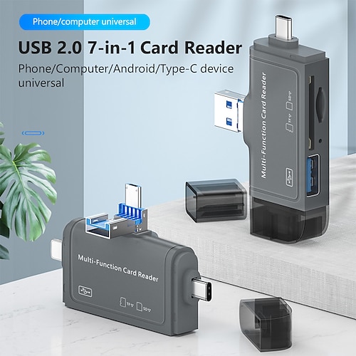 

lecteur de carte sd 7 en 1 portable otg usb 3.0 double slot adaptateur de carte mémoire flash prend en charge tf sd micro sd sdxc sdhc pour mac windows linux chrome pc smartphones caméra ordinateur