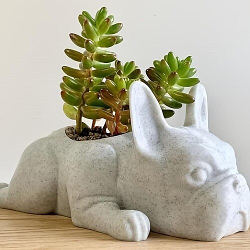 

Mini maceta de resina para perro, maceta suculenta de bulldog francés para cachorros, soporte para plantas de aire en maceta, bonitas macetas de bonsái de dibujos animados para mini plantas, cactus,