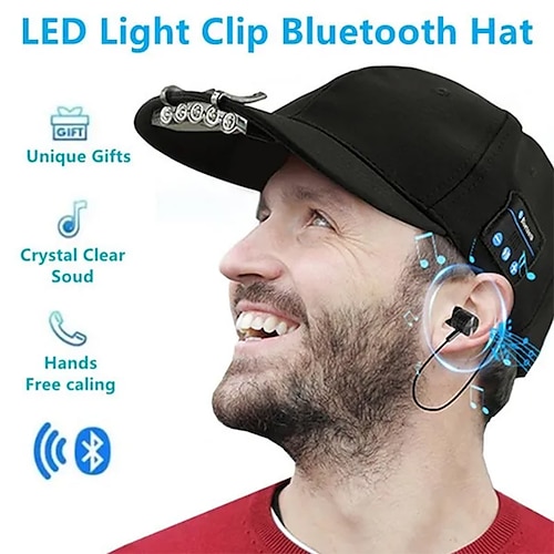 

auricolare bluetooth cablato berretto da baseball notte all'aperto in esecuzione equitazione clip led auricolare musica leggera berretto con visiera