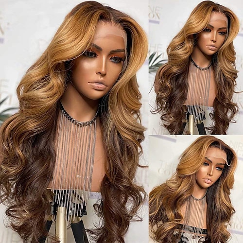 

ombre body wave 4/30 farve 13x4 blonder foran menneskehår parykker hd gennemsigtige præ plukket med babyhår brasiliansk remy hår til sorte kvinder limfri naturlig hårlinje