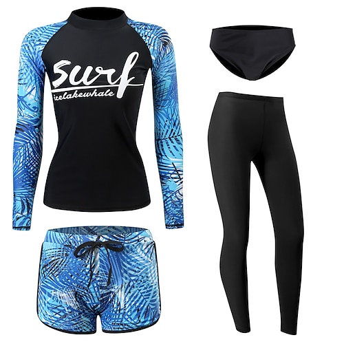 

Dame Inderdragt Badedragt UV Solbeskyttelse UPF50 Letvægt Langærmet Spandex Badetøj Badedragt 4 stk Svømning Surfing Strand Vandsport Batikfarvet Sommer Forår Efterår