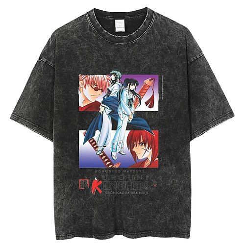 

RurouniKenshin Gotisk Himura Kenshin Cosplay Makoto Shishio T-skjorte Tegneserie Sportsklær Trykt mønster Graphic T-Trøye Til Herre Dame Unisex Voksne Varmstempling 100% bomull Fritid / hverdag