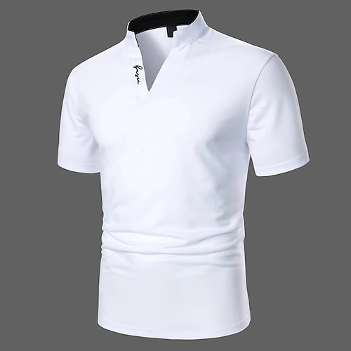 

Per uomo POLO Camicia da golf Golf Informale Per eventi Colletto alla coreana A V Manica corta Di tendenza Essenziale Liscio Classico Estate Standard Rosso fuoco Bianco Blu marino POLO