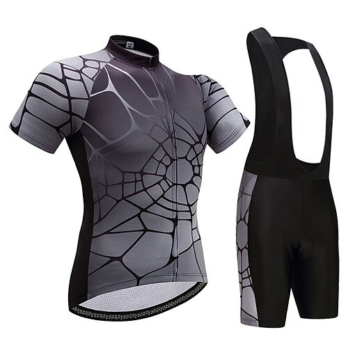 

21Grams Herre Cykeltrøje og shorts med seler Kortærmet Bjerg Cykling Vej Cykling Grå Cykel Svedtransporende Hurtigtørrende Spandex Sport Geometrisk Tøj