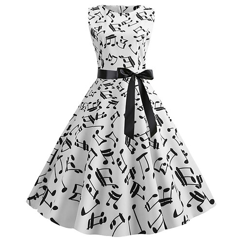 

Goddess Flapper Girl 1950s Vintage Hepburn A-Line Dress Women's Tummy Control Costume Vintage Cosplay Holiday Dress Family Gathering Sleeveless Medium Length Ball Gown Valentine's Day