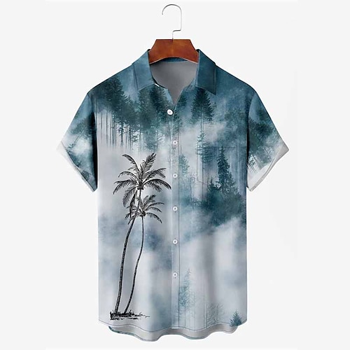 

Hombre Camisa camisa hawaiana Degradado Árbol de coco Estampados Cuello Vuelto Blanco Azul Marino Azul Piscina Verde Trébol Exterior Calle Mangas cortas Estampado Ropa Moda Design Casual Suave