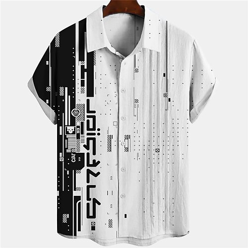

Per uomo camicia di lino Camicia Stampe astratte Geometria Collo ripiegabile Nero Rosa Esterno Strada Manica corta Stampa Abbigliamento Lino Di tendenza Streetwear Originale Informale