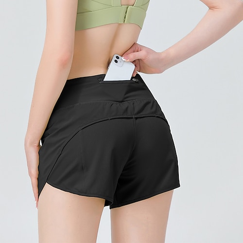 

Per donna Pantaloncini da corsa Pantaloncini da palestra 2 in 1 con tasca per telefono Pantaloni Sportivo Athleisure Elastene Traspirante Traspirazione umidità Morbido Fitness Allenamento in palestra