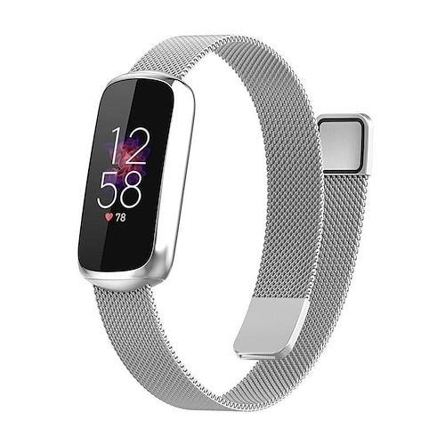 

Bracelet de montre connectée Compatible avec Fitbit Luxe Acier Inoxydable Montre intelligente Sangle Ajustable Maille Femme homme Bracelet Milanais Remplacement Bracelet