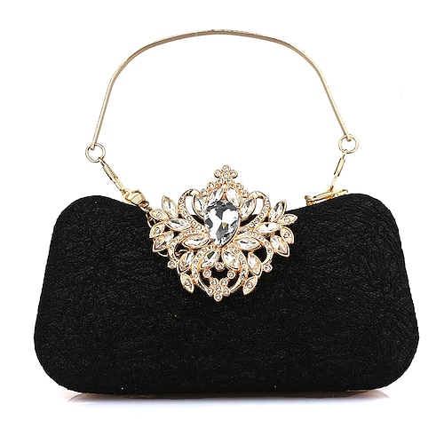 

Per donna Evening Bag Raso Feste Giornaliero Dettagli con cristalli Catenina Duraturo Nero Beige