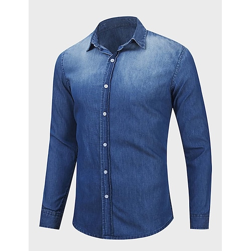 

Per uomo Camicia Camicia di jeans Camicia con bottoni Maglietta informale Blu Manica lunga Liscio Collo ripiegabile Giornaliero Da mare Abbigliamento Di tendenza Informale Comodo