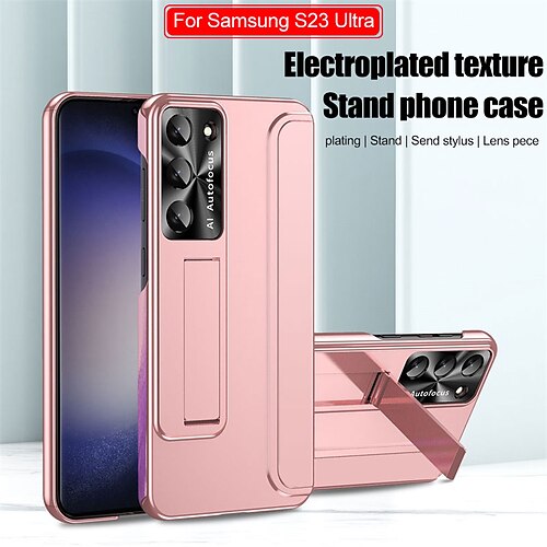 

telefon Etui Til Samsung Galaxy Bagcover S23 Ultra Plus S23 S22 Ultra Med stativ Belægning Ultratyndt Ensfarvet PC